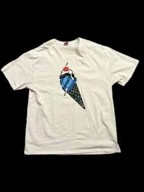 Vintage Ice Cream Graphic T Shirt XL White BBC Ice Cream Cone Tee Streetwear